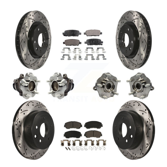 Hub Bearing Coated Brake Rotor Pads Front Rear Kit (10Pc) For Nissan Rogue Sport