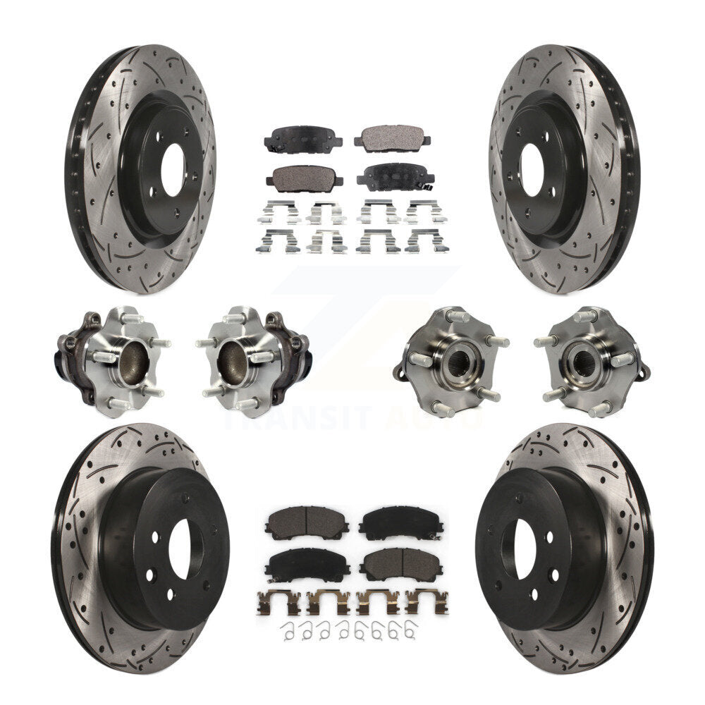 Hub Bearing Coated Disc Brake Rotor & Pad Front Rear Kit (10Pc) For Nissan Rogue