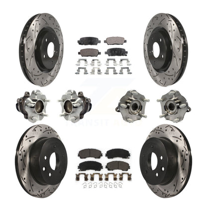 Hub Bearing Coated Disc Brake Rotor & Pad Front Rear Kit (10Pc) For Nissan Rogue