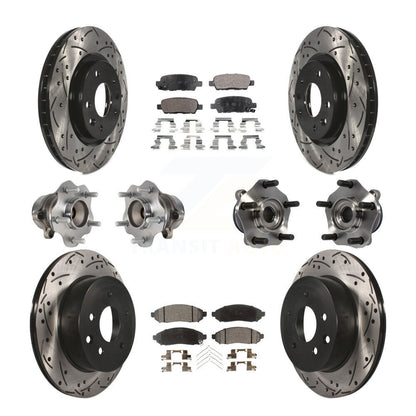 Hub Bearing Coated Disc Brake Rotor & Pads Front Rear Kit (10Pc) For Nissan LEAF