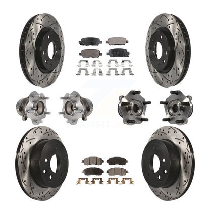 Hub Bearing Coated Disc Brake Rotor & Pads Front Rear Kit (10Pc) For Nissan LEAF