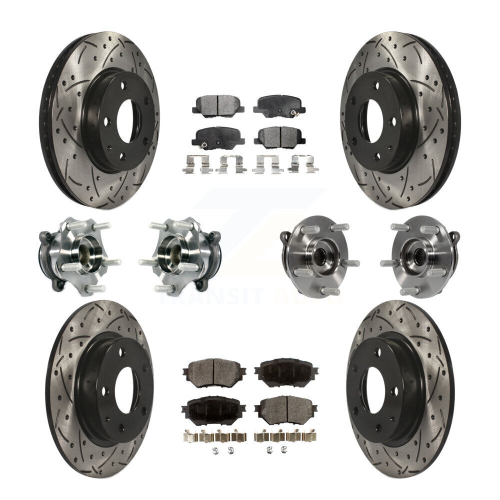 Hub Bearing Coated Disc Brake Rotor Pads Front Rear Kit (10Pc) For Mazda 3 Sport