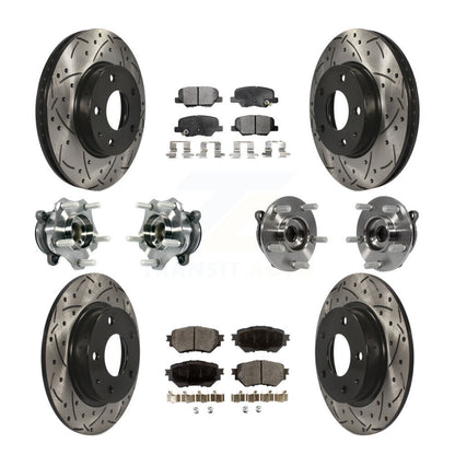 Hub Bearing Coated Disc Brake Rotor Pads Front Rear Kit (10Pc) For Mazda 3 Sport