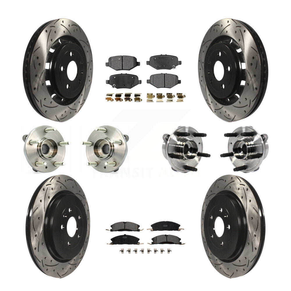 Hub Bearing Coated Brake Rotor Pads Front Rear Kit (10Pc) For Ford Taurus Police