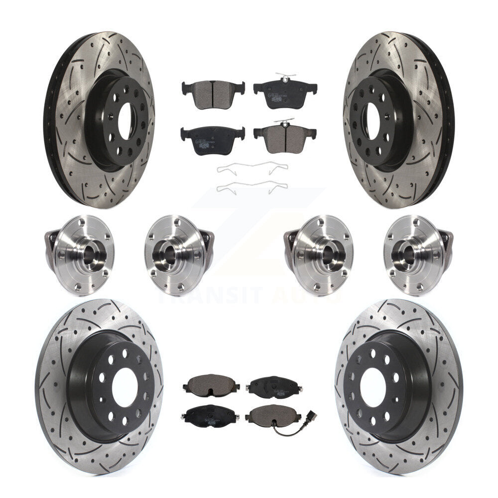 Hub Bearing Coated Brake Rotor And Pad Front Rear Kit (10Pc) For Audi TT Quattro