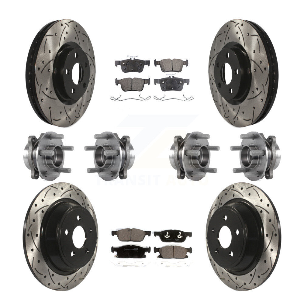Hub Bearing Coated Brake Rotor Pad Front Rear Kit (10Pc) For Lincoln Continental