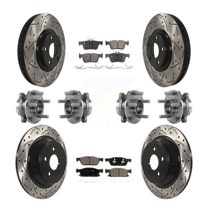 Hub Bearing Coated Brake Rotor Pad Front Rear Kit (10Pc) For Lincoln Continental