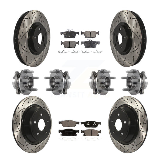 Hub Bearing Coated Brake Rotor Pad Front Rear Kit (10Pc) For Lincoln Continental