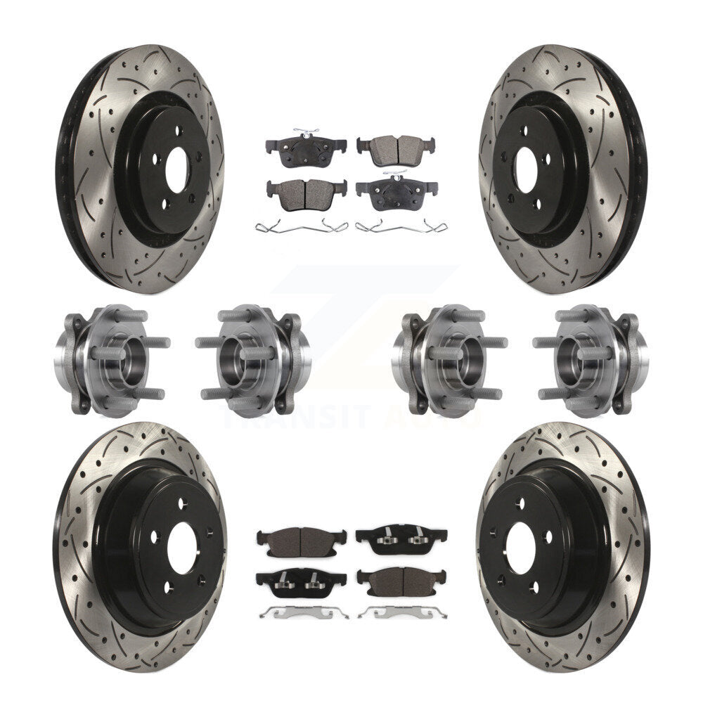 Hub Bearing Coat Brake Rotor Pad Front Rear Kit (10Pc) For Ford Edge Lincoln MKX