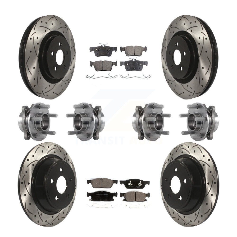 Hub Bearing Coated Brake Rotor Pad Front Rear Kit (10Pc) For Lincoln Continental