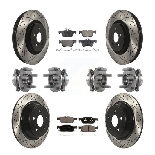 Hub Bearing Coated Brake Rotor Pad Front Rear Kit (10Pc) For Lincoln Continental