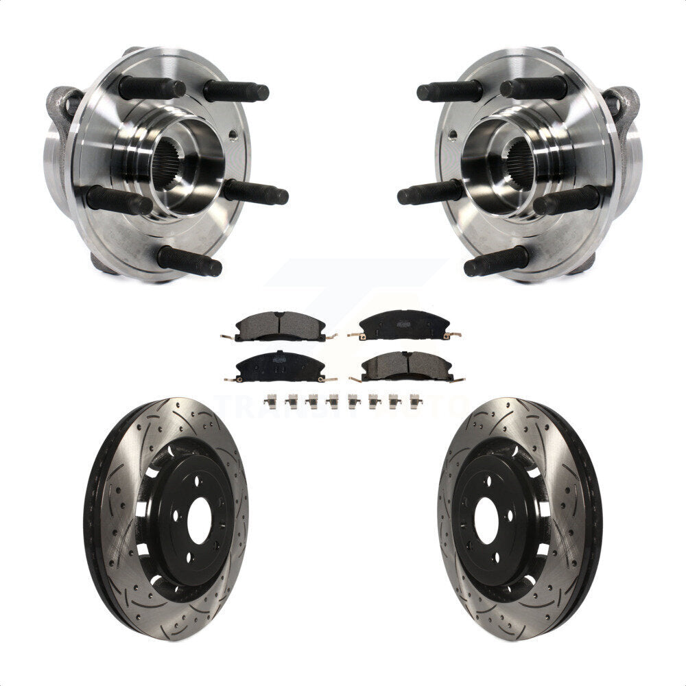 Hub Bearing Drilled Slot Brake Rotor Pads Front Kit For Ford Taurus Police Sedan