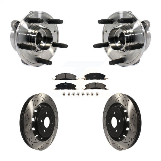 Hub Bearing Drilled Slot Brake Rotor Pads Front Kit For Ford Taurus Police Sedan