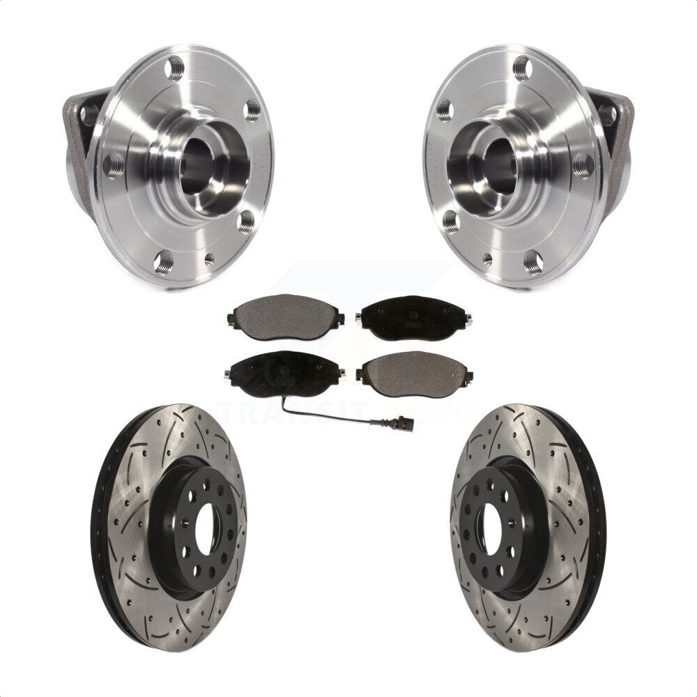 Hub Bearing Coat Drill Slot Brake Rotor Pads Front Kit For Volkswagen GTI Arteon