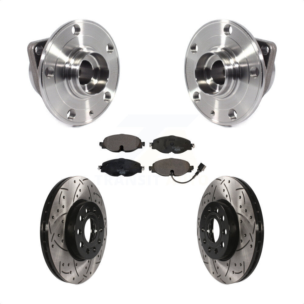 Hub Bearing Drill Slot Brake Rotor Pads Front Kit For Volkswagen Jetta Taos Golf