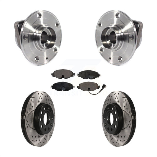 Hub Bearing Drill Slot Brake Rotor Pads Front Kit For Volkswagen Jetta Taos Golf