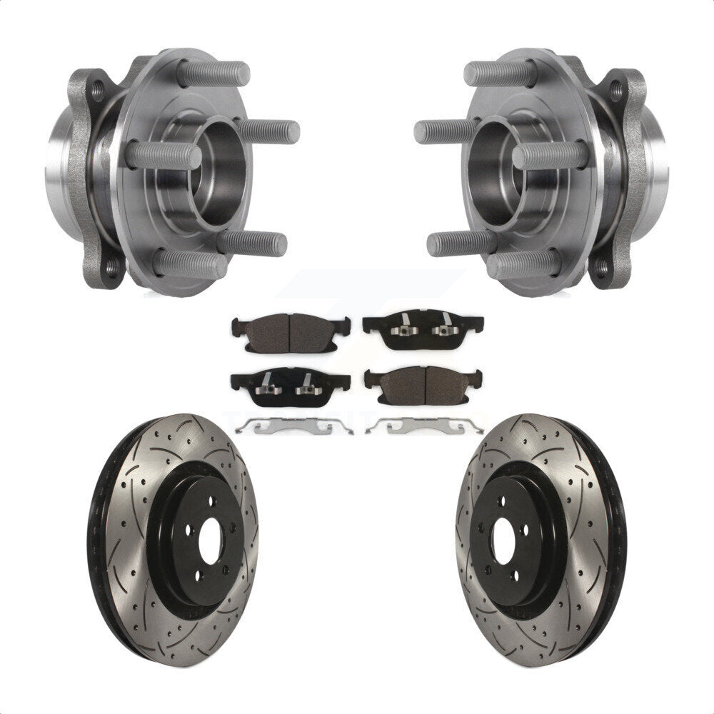 Hub Bearing Drill Slot Brake Rotor Pads Front Kit For Ford Edge Lincoln Nautilus