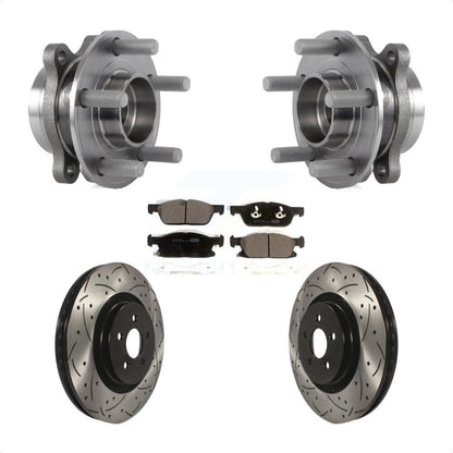 Hub Bearing Drilled Slot Brake Rotor & Pad Front Kit For Ford Fusion Lincoln MKZ