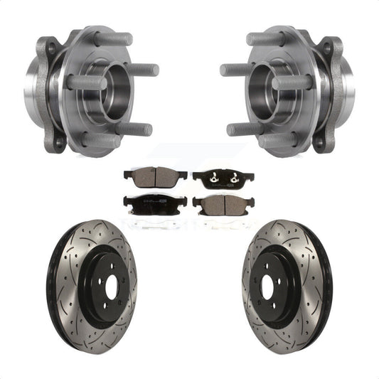 Hub Bearing Drilled Slot Brake Rotor & Pad Front Kit For Ford Fusion Lincoln MKZ