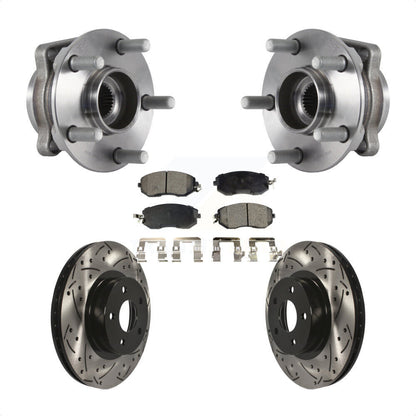 Hub Bearing Assembly Drilled Slot Brake Rotor & Pad Front Kit For Subaru Impreza