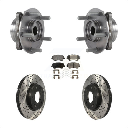 Hub Bearing Drill Slot Brake Rotor Pad Front Kit For Hyundai Veloster Elantra GT