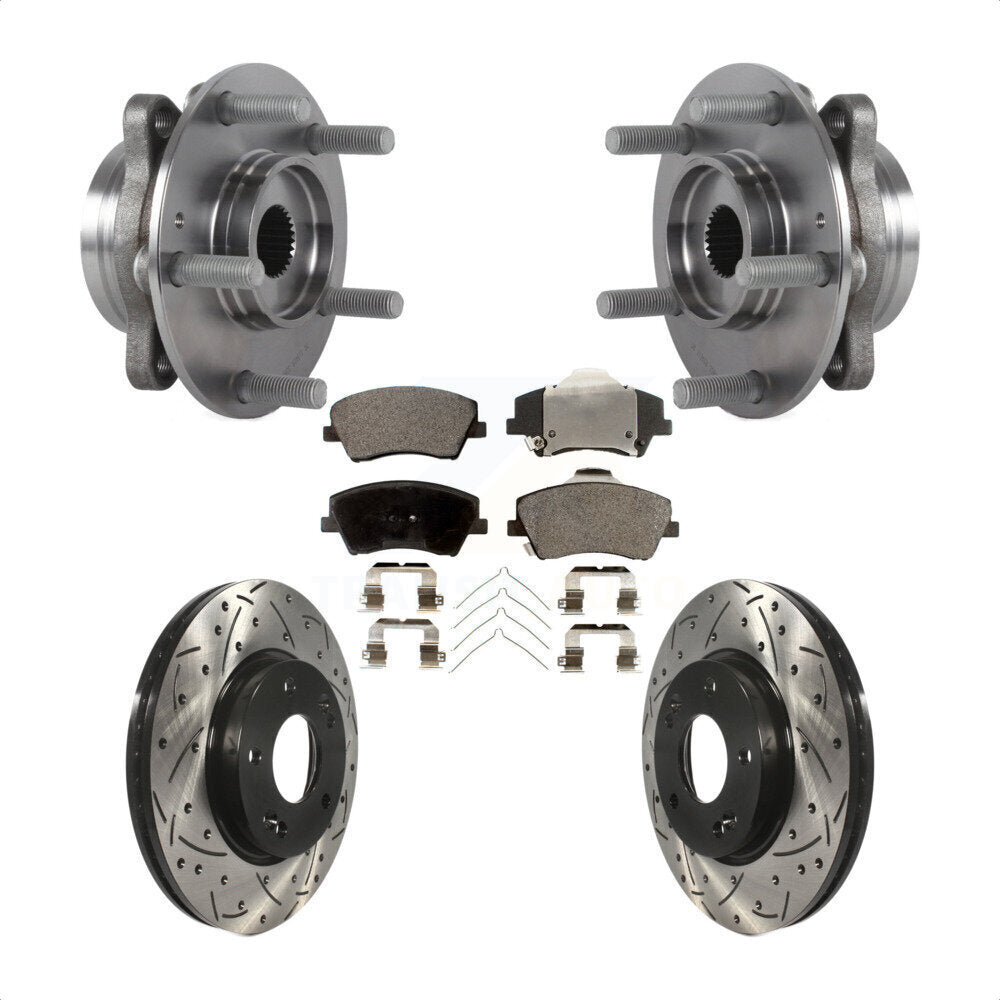Hub Bearing Assembly Drilled Slot Brake Rotor Pads Front Kit For Hyundai Elantra