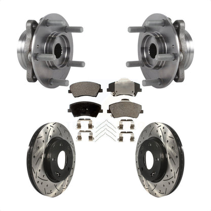 Hub Bearing Assembly Drilled Slot Brake Rotor Pads Front Kit For Hyundai Elantra