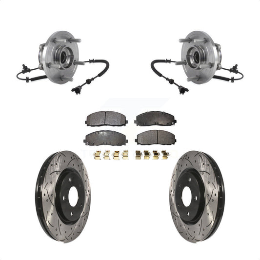 Hub Bearing Drilled Slot Brake Rotor & Pad Front Kit For Chrysler Pacifica Grand