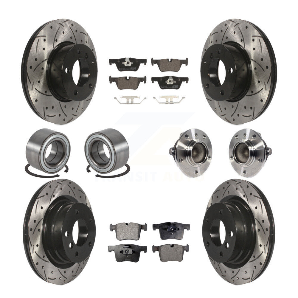 Hub Bearing Coated Brake Rotor Pads Shoe Front Rear Kit (10Pc) For BMW 320i 328d