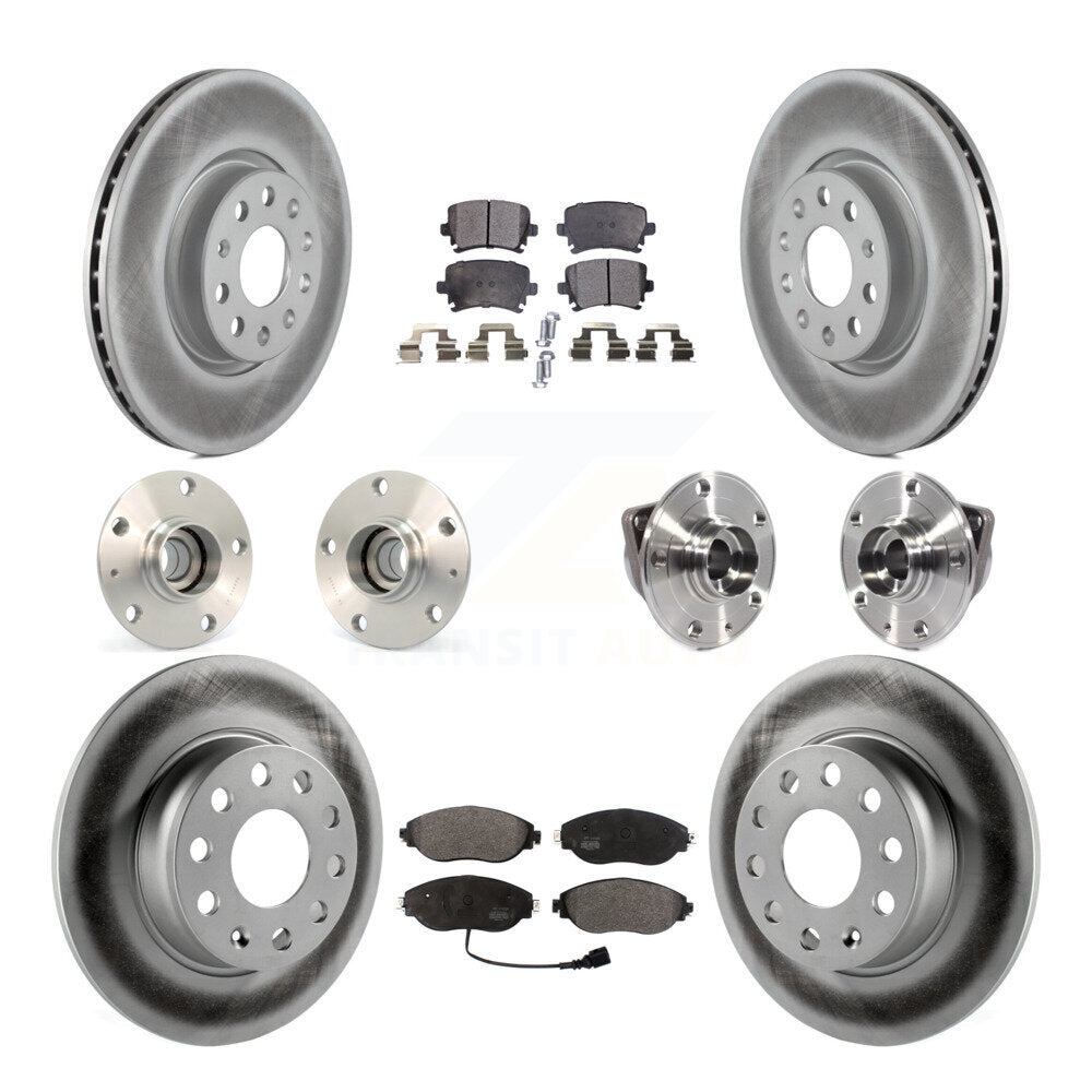 Hub Bearing Coated Disc Brake Rotor Pad Front Rear Kit (10Pc) For Volkswagen GTI