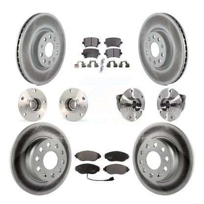 Hub Bearing Coated Disc Brake Rotor Pad Front Rear Kit (10Pc) For Volkswagen GTI