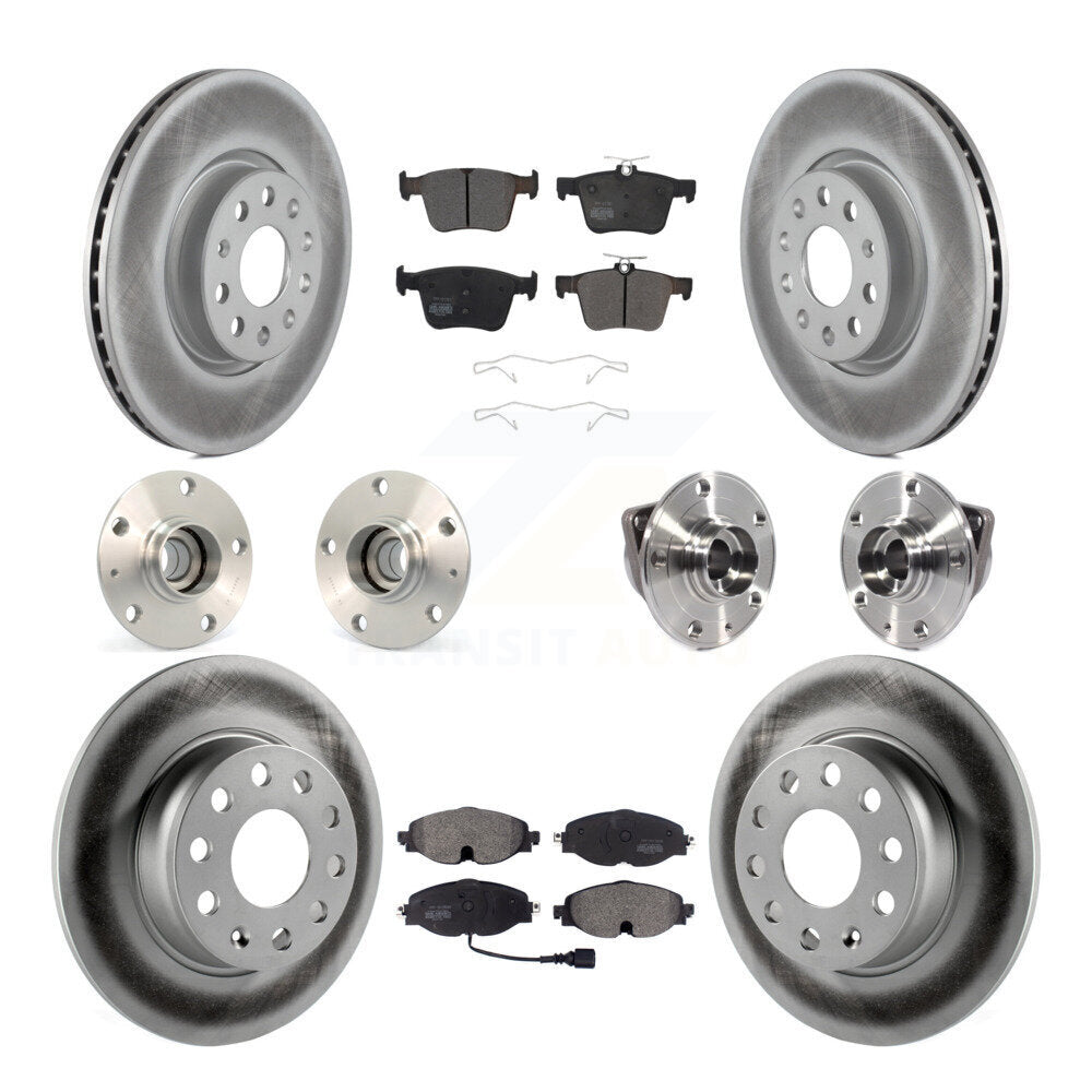 Hub Bearing Coated Brake Rotor & Pad Front Rear Kit (10Pc) For Audi A3 Sportback