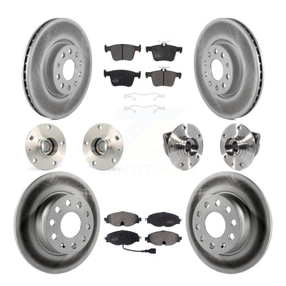 Hub Bearing Coated Brake Rotor & Pad Front Rear Kit (10Pc) For Audi A3 Sportback