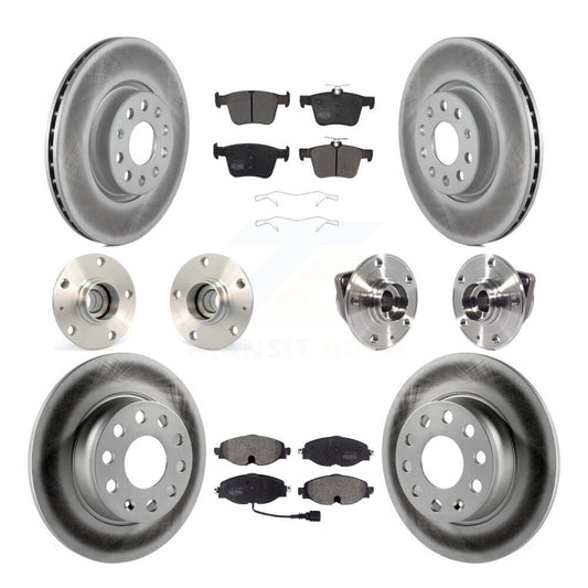 Hub Bearing Coated Brake Rotor & Pad Front Rear Kit (10Pc) For Audi A3 Sportback