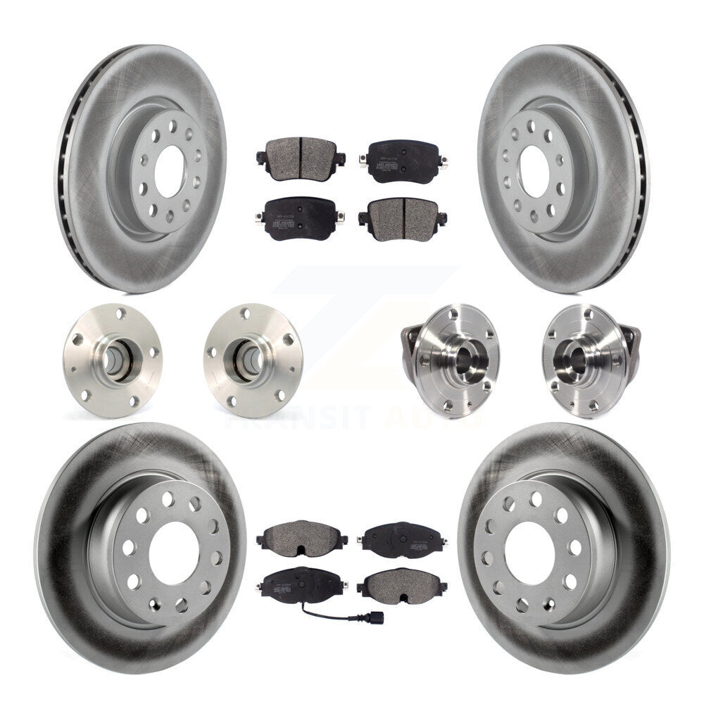 Hub Bearing Coated Disc Brake Rotor Pad Front Rear Kit (10Pc) For Volkswagen GTI