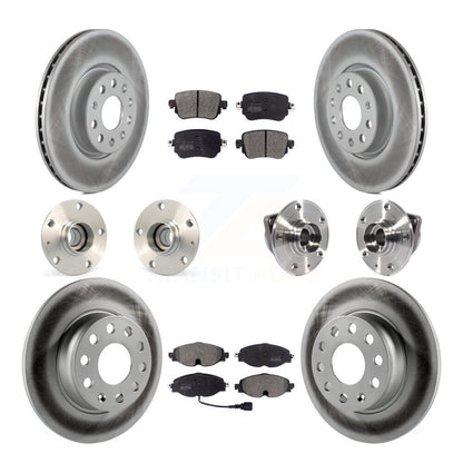Hub Bearing Coated Disc Brake Rotor Pad Front Rear Kit (10Pc) For Volkswagen GTI