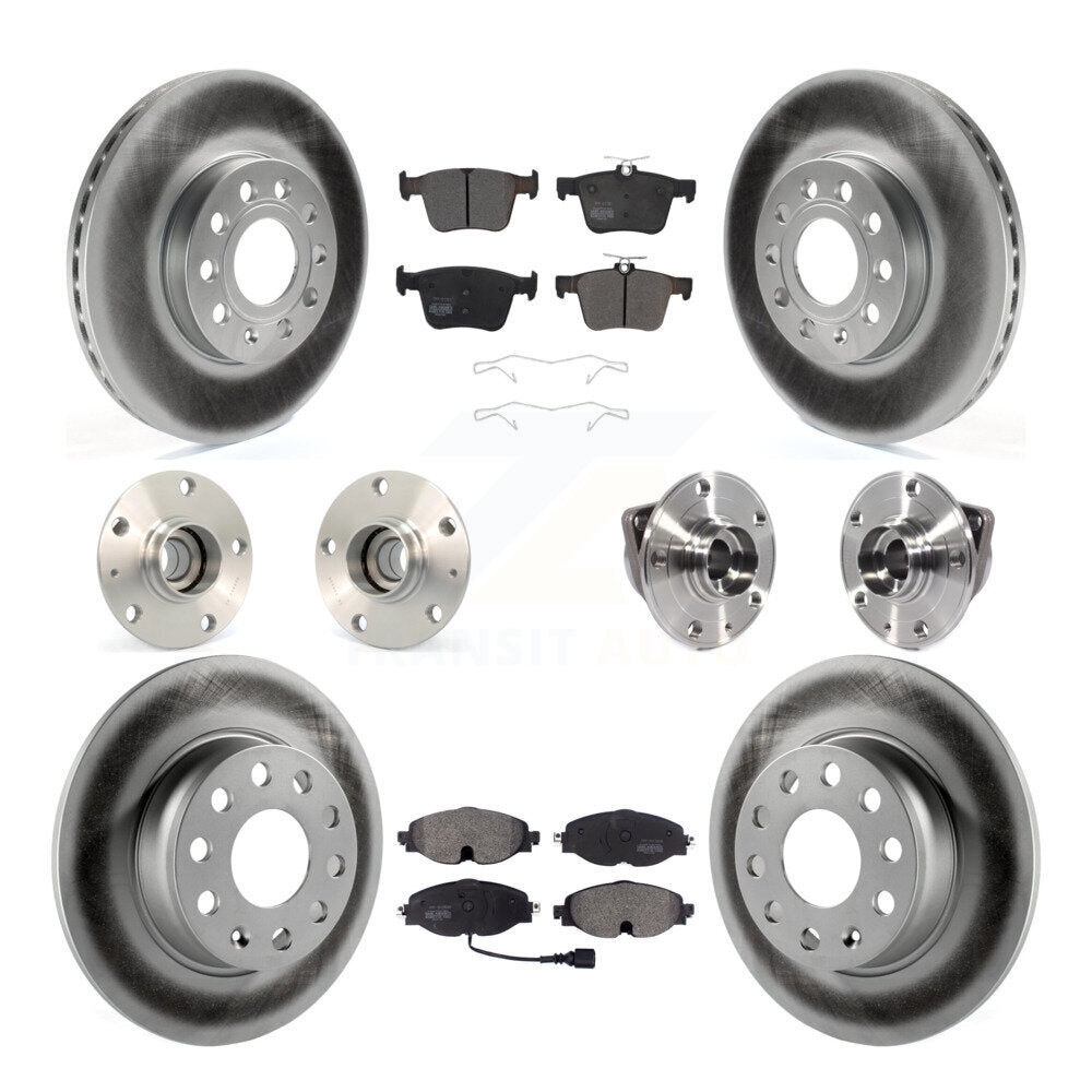 Hub Bearing Coated Brake Rotor & Pad Front Rear Kit (10Pc) For 2016 Audi A3 2.0L