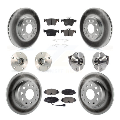 Hub Bearing Coated Brake Rotor & Pad Front Rear Kit (10Pc) For 2016 Audi A3 2.0L