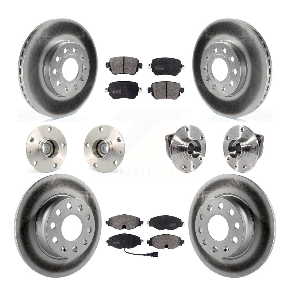 Hub Bearing Coated Brake Rotor And Pad Front Rear Kit (10Pc) For Volkswagen Golf
