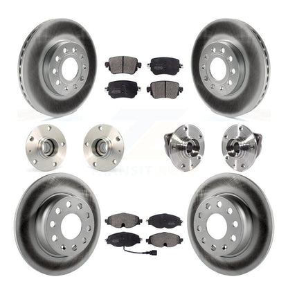 Hub Bearing Coated Brake Rotor And Pad Front Rear Kit (10Pc) For Volkswagen Golf