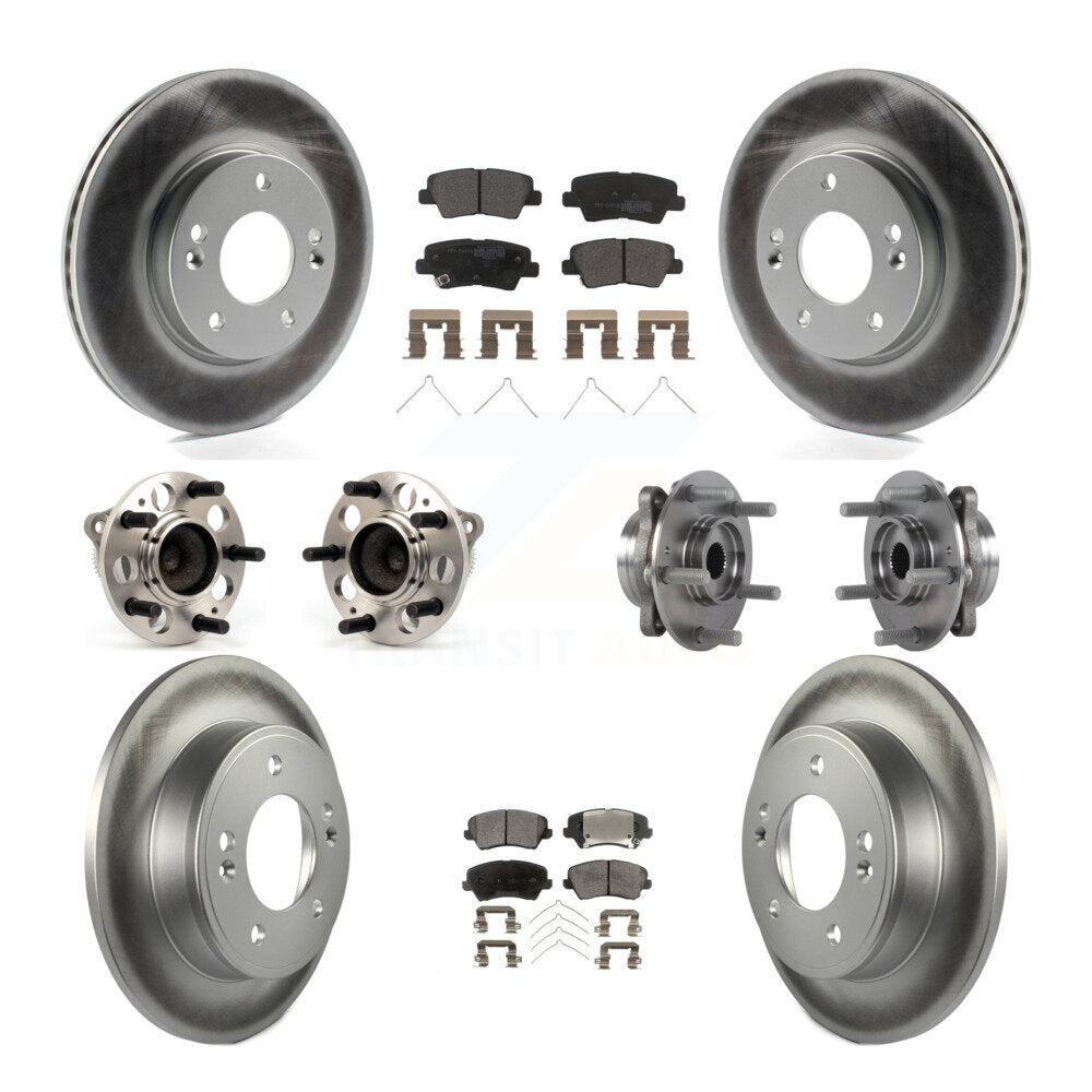 Hub Bearing Coat Brake Rotor Pad Front Rear Kit (10Pc) For 17 Hyundai Elantra GT