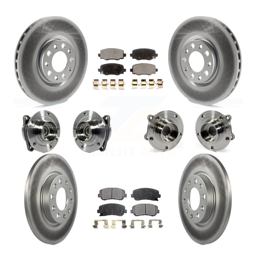 Hub Bearing Coated Brake Rotor & Pads Front Rear Kit (10Pc) For Chrysler 200 FWD