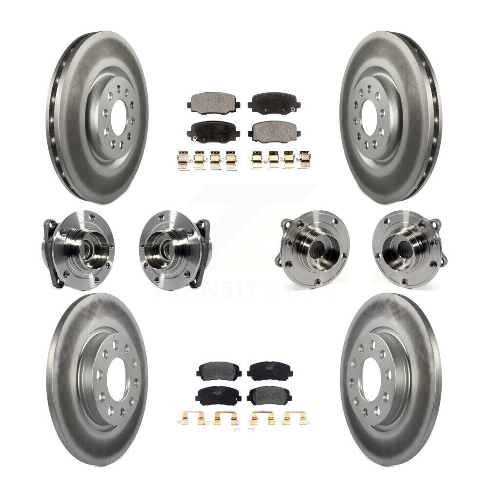 Hub Bearing Coated Brake Rotor & Pads Front Rear Kit (10Pc) For Chrysler 200 FWD