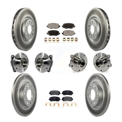 Hub Bearing Coated Brake Rotor & Pads Front Rear Kit (10Pc) For Chrysler 200 FWD