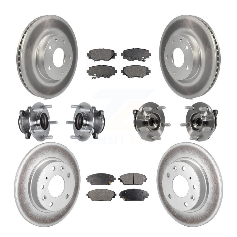 Hub Bearing Coated Disc Brake Rotor Pads Front Rear Kit (10Pc) For Mazda 3 Sport
