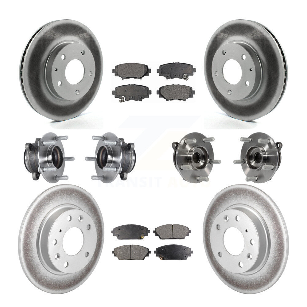 Hub Bearing Coated Disc Brake Rotor Pads Front Rear Kit (10Pc) For Mazda 3 Sport