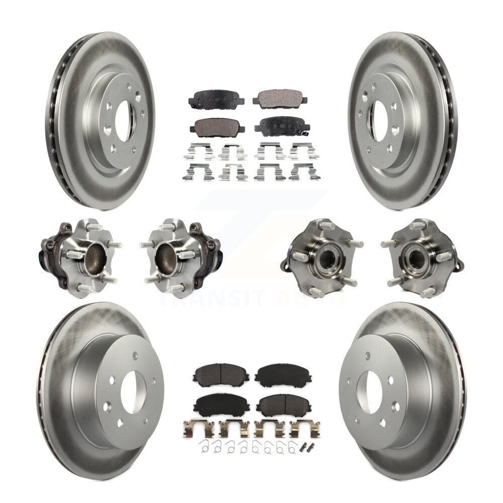 Hub Bearing Coated Brake Rotor Pads Front Rear Kit (10Pc) For Nissan Rogue Sport