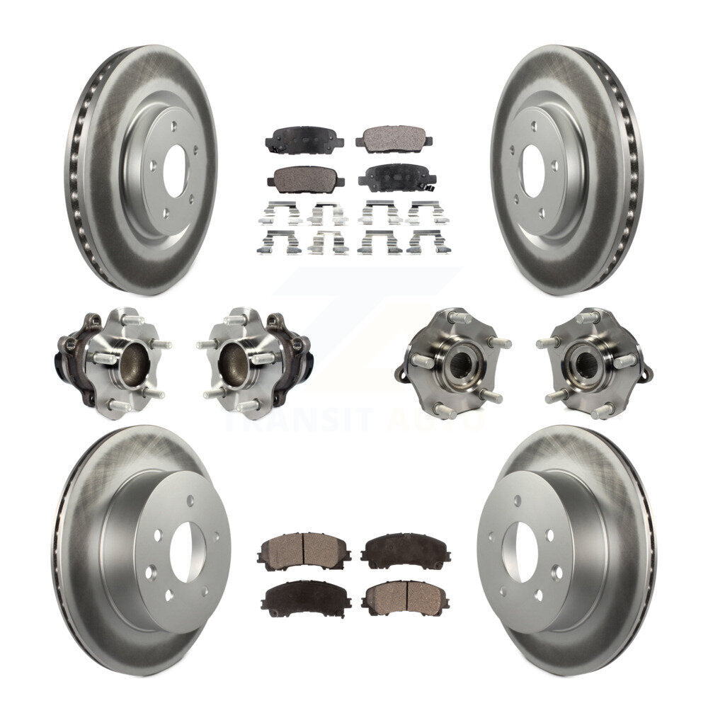 Hub Bearing Coated Disc Brake Rotor & Pad Front Rear Kit (10Pc) For Nissan Rogue