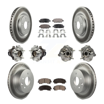 Hub Bearing Coated Disc Brake Rotor & Pad Front Rear Kit (10Pc) For Nissan Rogue