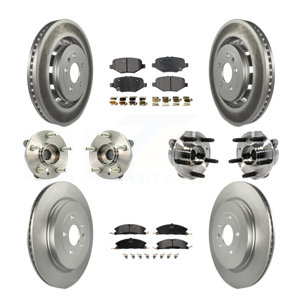 Hub Bearing Coated Brake Rotor Pads Front Rear Kit (10Pc) For Ford Taurus Police